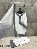 Hoor Tex HF 638 Pakistani Style White Embroidered Palazzo Dress