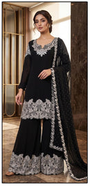Hoor Tex HF 836 Black Georgette Embroidered Sharara Suit