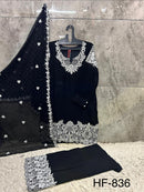 Hoor Tex HF 836 Black Georgette Embroidered Sharara Suit