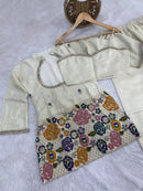 KR 1015 Ivory Chanderi Silk Floral Embroidered Co-Ord Set