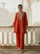 Alizeh 7099 Luxury Orange Embroidered Work Pakistani Suit