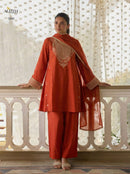 Alizeh 7099 Luxury Orange Embroidered Work Pakistani Suit