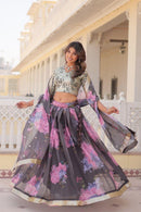 LW 7104 A Grey Floral Ethnic Lehenga