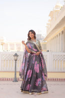 LW 7104 A Grey Floral Ethnic Lehenga