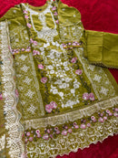 Mehboob Tex 2066 Designer Olive Green Embroidered Pakistani Suit