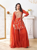 Aghajaan 1043 C Heavy Blooming Georgette Floral Embroidery Sharara