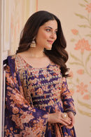 LW 9236 B Teal Floral Printed Anarkali Gown