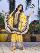Al Qasr MA 276 B Designer Yellow Printed Pakistani Suit