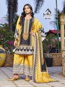 Al Qasr MA 276 B Designer Yellow Printed Pakistani Suit