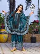 Al Qasr MA 276 C Teal Blue Printed Pakistani Suit