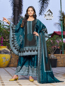 Al Qasr MA 276 C Teal Blue Printed Pakistani Suit