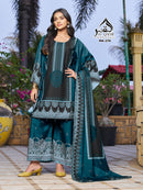 Al Qasr MA 276 C Teal Blue Printed Pakistani Suit