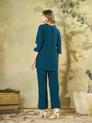 DIVA 161 B EthnicTeal Blue Embroidered Co Ord Set