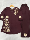 DIVA 161 C Ethnic Wine Embroidered Co Ord Set