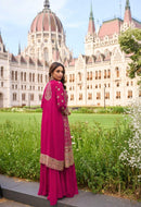 Sayuri 10001 Fuchsia Pink Embroidered Sharara