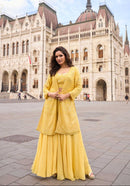 Sayuri 10003 Mustard Yellow Embroidered Sharara