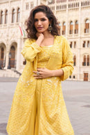 Sayuri 10003 Mustard Yellow Embroidered Sharara
