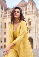 Sayuri 10003 Mustard Yellow Embroidered Sharara