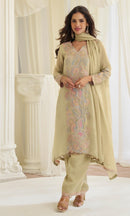 Sayuri 10281 Pastel Green Paisley Embroidered Suit