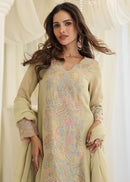 Sayuri 10281 Pastel Green Paisley Embroidered Suit