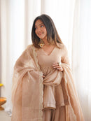 ZSR 3150 A Designer Pastel Beige Georgette Sharara