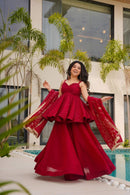 ZSR 3150 B Designer Red Georgette Sharara