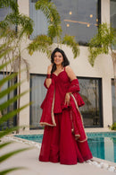 ZSR 3150 B Designer Red Georgette Sharara