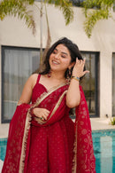 ZSR 3150 B Designer Red Georgette Sharara