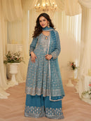Sayuri 10230 Premium Gerogette Embroidered Sharara Suit