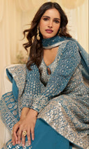Sayuri 10230 Premium Gerogette Embroidered Sharara Suit