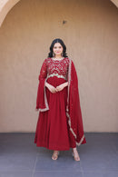 LW 9336 B Faux Blooming Zari Sequins Embroidered Work Gown