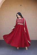 LW 9336 B Faux Blooming Zari Sequins Embroidered Work Gown