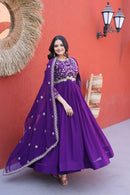 LW 9336 A Faux Blooming Zari Sequins Embroidered Work Gown