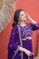 LW 9336 A Faux Blooming Zari Sequins Embroidered Work Gown