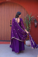 LW 9336 A Faux Blooming Zari Sequins Embroidered Work Gown