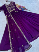 LW 9336 A Faux Blooming Zari Sequins Embroidered Work Gown