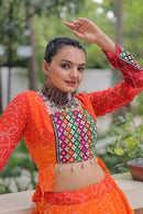 KA 5049 A Designer Orange Bandhani Lehenga