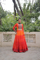 KA 5049 A Designer Orange Bandhani Lehenga