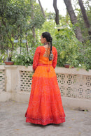 KA 5049 A Designer Orange Bandhani Lehenga