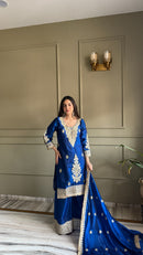 KR 1010 B Designer Royal Blue Embroidered Pakistani Suit