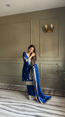 KR 1010 B Designer Royal Blue Embroidered Pakistani Suit