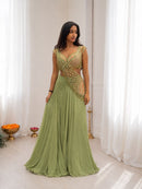BB 78 Olive Green Ready to Wear Lehenga