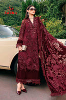 Aasha Designer 1202 Designer Wine Embroidered Work Pakistani Suit