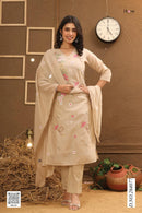 S4U 264077 Beige Floral Embroidered Work Suit