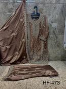 Hoor Tex 473 D Luxury Brown Chinon Sharara Suit