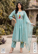 S4U 261029 Blue Floral Embroidered Work Suit