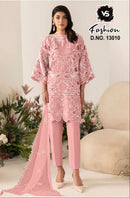 VS Fashion 13010 C Pastel Powder Pink Roman Silk Cutwork Pakistani Suit