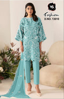 VS Fashion 13010 B Sky Blue Roman Silk Cutwork Pakistani Suit