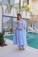 KA 1239 A Designer Blue Georgette Anarkali Suit