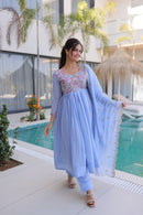KA 1239 A Designer Blue Georgette Anarkali Suit